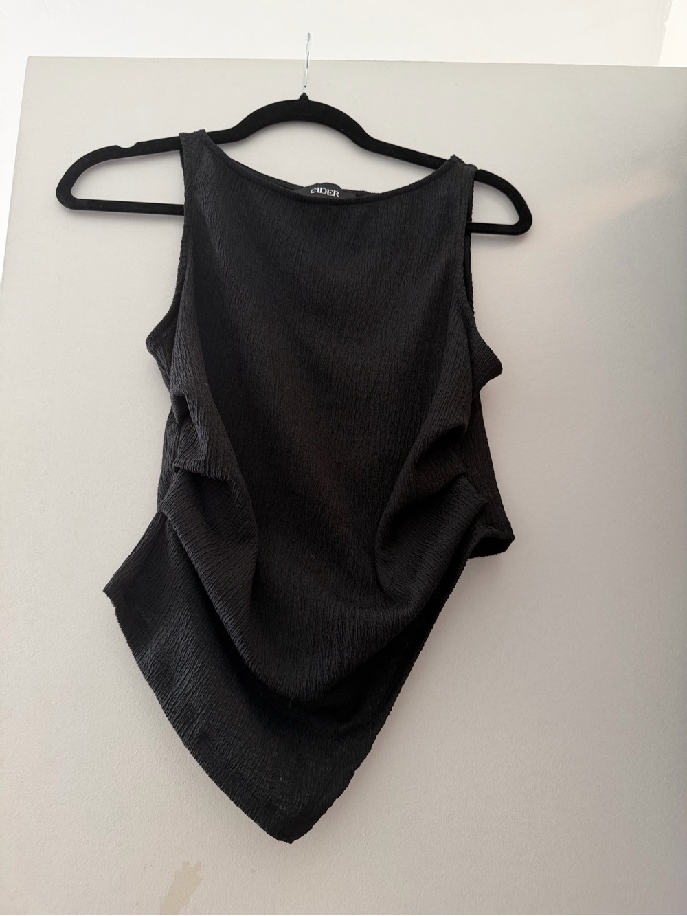 Cider Black Draped Asymmetric Tank Top
